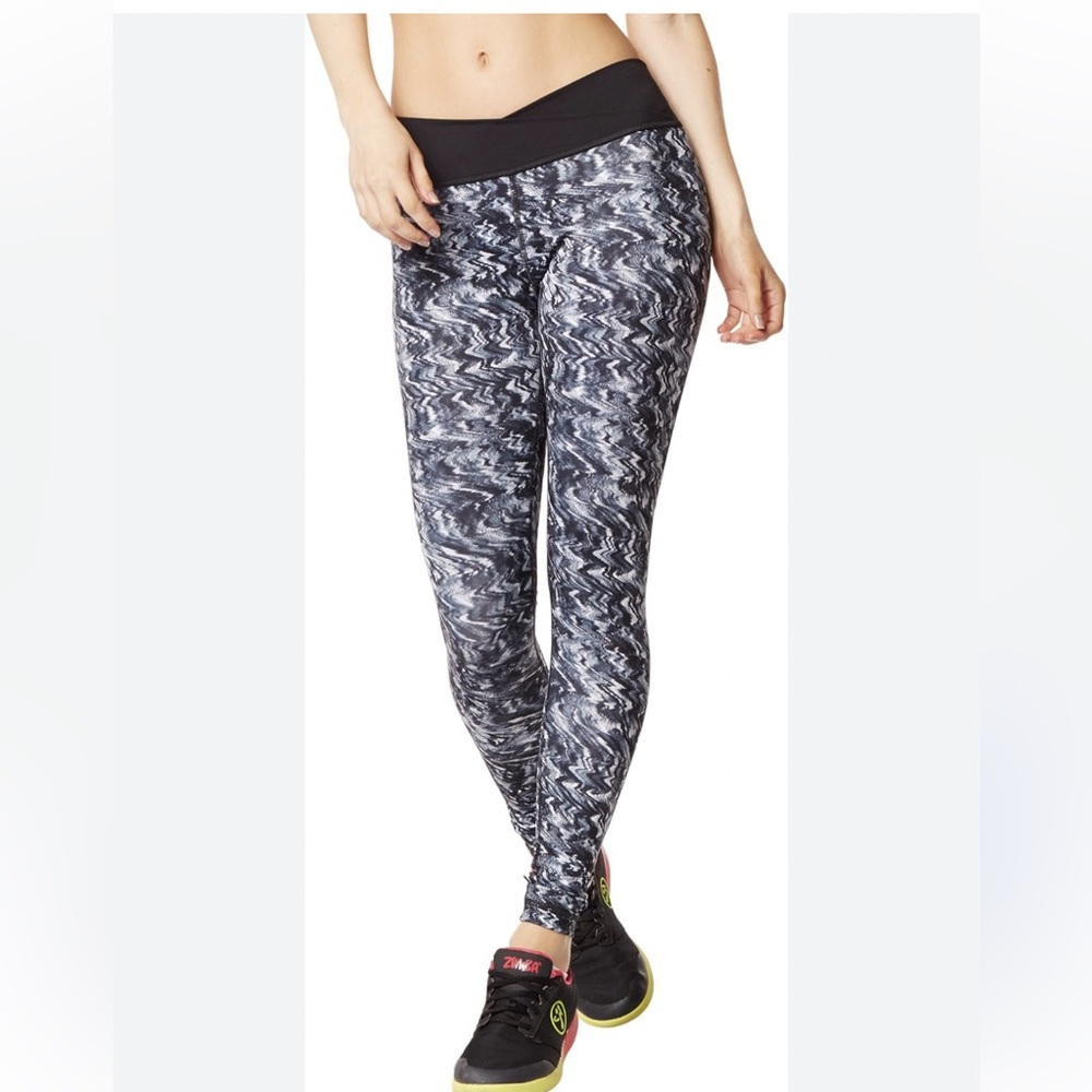 Zumba Fitness Black & Gray Marble-Print Leggings